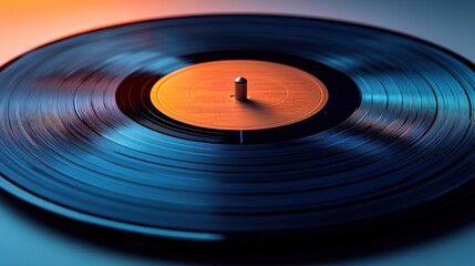 A classic vinyl spins slowly, showcasing rich textures and vibrant colors
