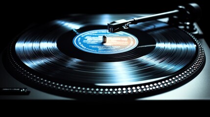 A vinyl record plays softly, creating a cozy ambiance near midnight