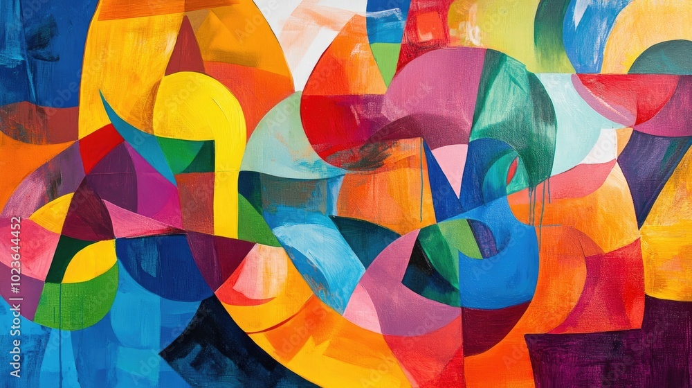 Poster abstract wall painting featuring a vibrant array of colors