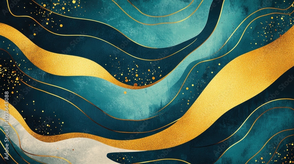 Poster abstract geometric art background featuring hand drawn lines and golden elements perfect for creativ