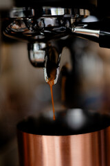 espresso machine pouring espresso coffee