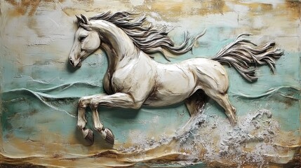 3D wall painting of a decorative horse for interior design