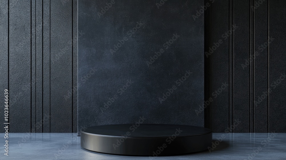 Poster Abstract branding background featuring a black podium designed for branding presentations 3D rendering illustration