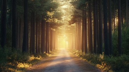 Fototapeta premium A Path Through a Sunlit Forest