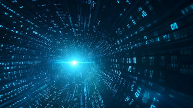 Digital binary code background with blue color, representing data and technology