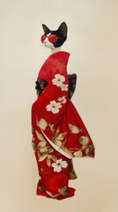 Cat fashion wearing kimono.