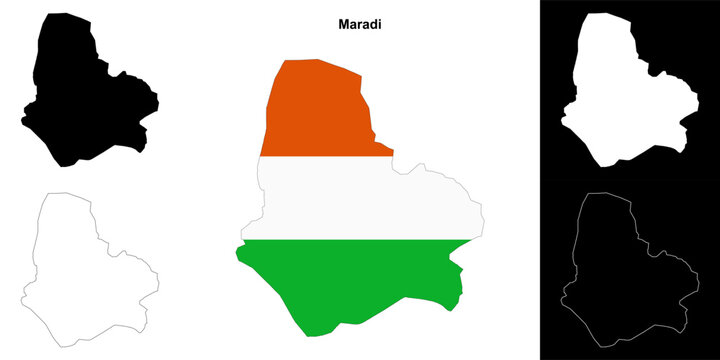 Maradi region outline map set