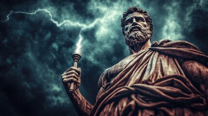 Obraz premium A statue of a man holding a torch