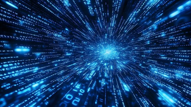 Digital binary code background with blue color, representing data and technology