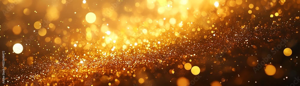 Poster a shimmering background filled with golden particles, perfect for creating a luxurious and festive a