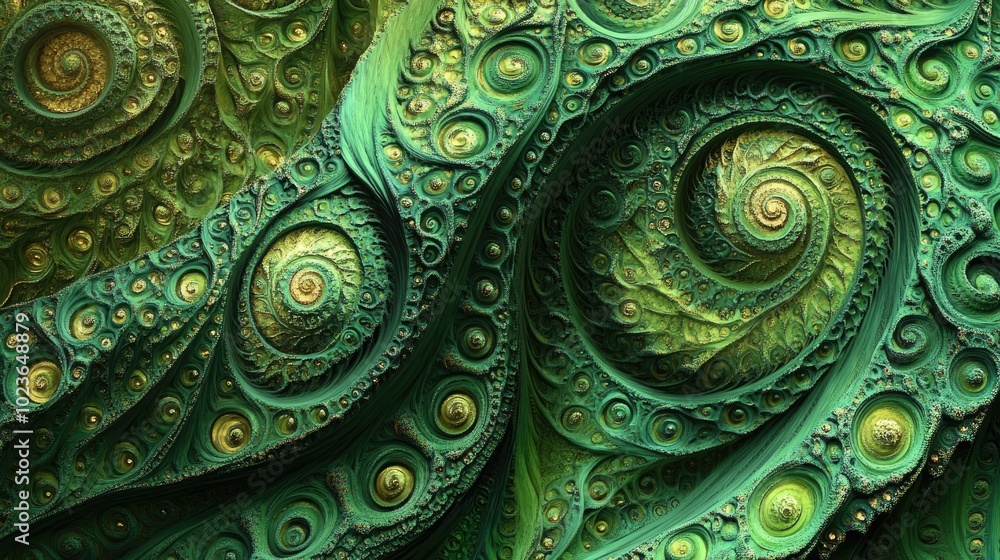 Poster abstract green artwork featuring fractal designs creative graphics and unique patterns perfect for w
