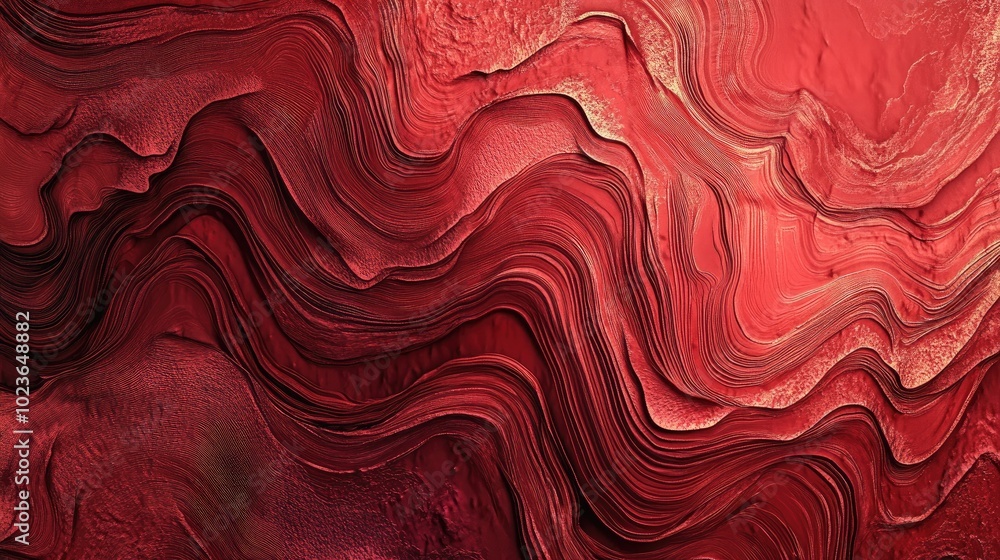 Poster Abstract red textured background with a fantasy inspired design featuring an intricate pattern and depth