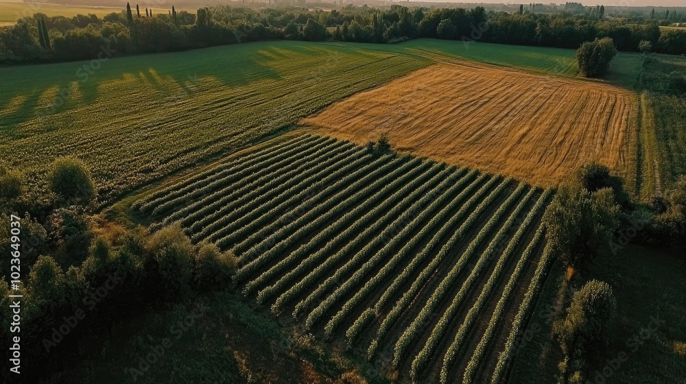 Poster aerial view of summer fields