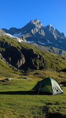 Serene Camping Scene with Solitary Tent in Nature