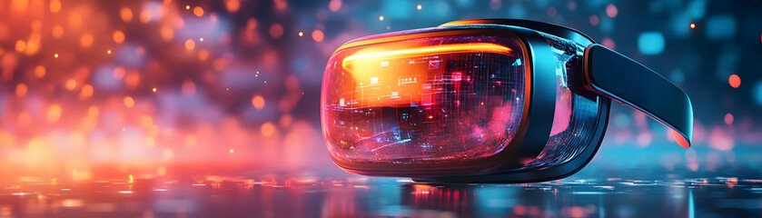 Holographic VR Glasses with Floating Workflow Automation Icons for Immersive Digital Efficiency � Glowing Pair Symbolizing Processes, Ample Copy Space for Text