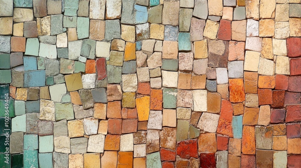 Poster an abstract mosaic design background featuring brick tiles