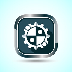 Teamwork Icon Design Illustration, Cooperation Icon For Apps and Websites, Gray Shadow Button Design