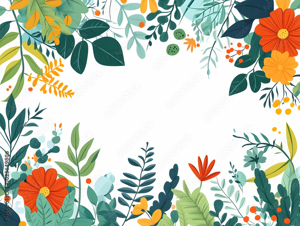 Aufkleber flat biomimicry-inspired borders with dynamic shape-shifting elements for creative content framing