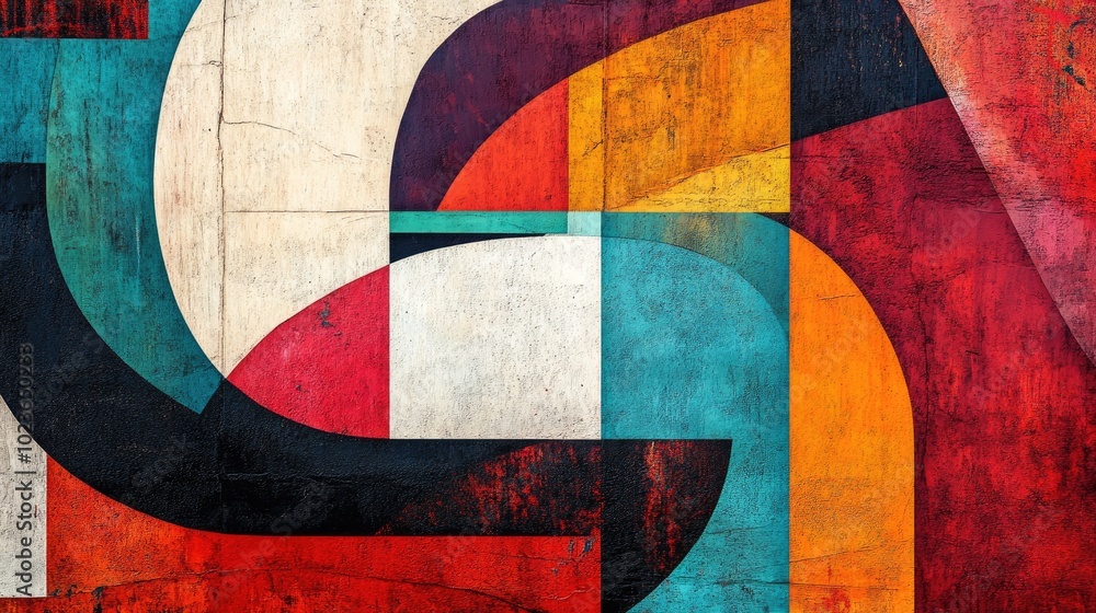 Aufkleber Abstract geometric design in an artistic painting style Modern canvas print featuring unique patterns and vibrant colors