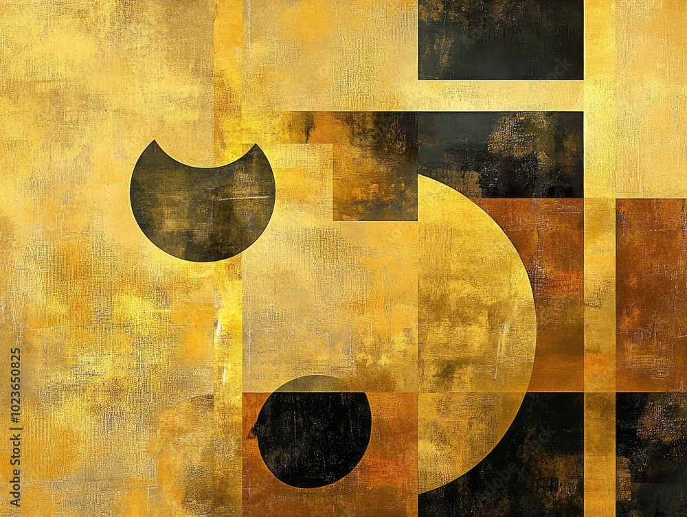 Poster abstract artwork featuring a modern golden background with retro patterns ideal for wallpaper and de