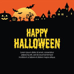 Halloween Template Illustration, Ghost House