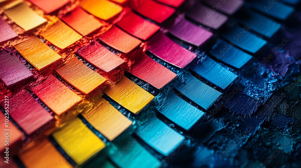 Poster vibrant color palette showcasing a spectrum of hues arranged in a captivating pattern. ideal for des