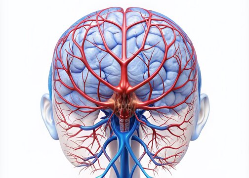 Anatomical illustration of the Circle of Willis, a vital cerebral blood vessel network at the base of the brain, shown in detailed diagrammatic form.