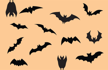 Halloween vector black bats illustration silhouette collection