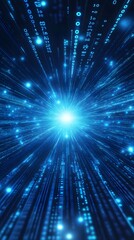 Obraz premium Digital binary code background with blue color, representing data and technology