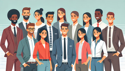 Diverse Group of Business Professionals Posing Together
