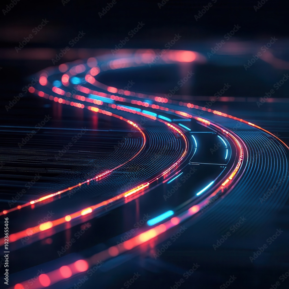 Aufkleber abstract futuristic light trails creating dynamic shapes on a dark background.