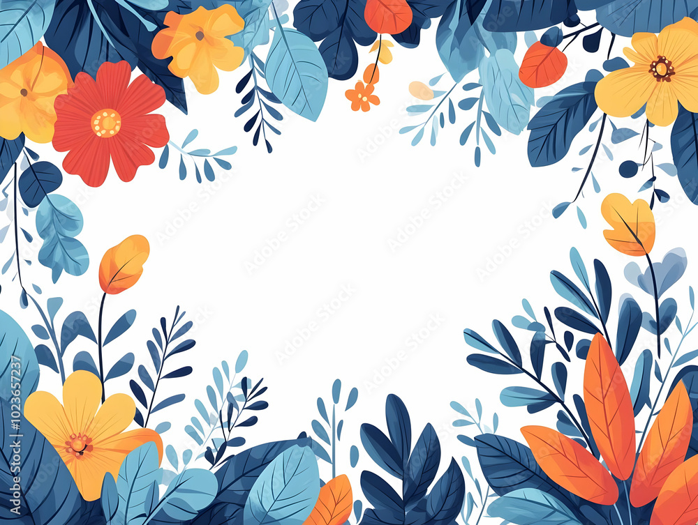 Poster flat biomimicry-inspired border with adaptive shape-shifting elements - a dynamic vector illustratio