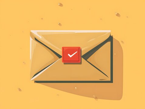 Colorful illustration of a sealed envelope with a check mark, symbolizing communication and confirmation.
