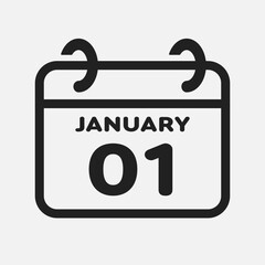 Icon page calendar day - 1 January