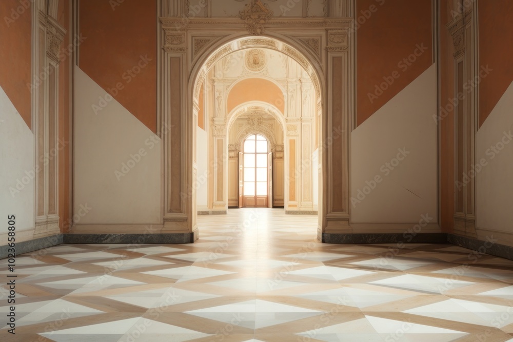 Poster inside castle empty architecture building flooring.