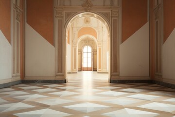 Fototapeta premium Inside castle empty architecture building flooring.