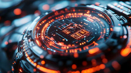 3D Macro Shot of Futuristic AI Powered Smart Watch Displaying Holographic Growth Metrics - Close Up of Intricate Design and Glowing Elements on Isolated White Background