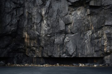 Minimal modern Black rock wall outdoors nature cliff.