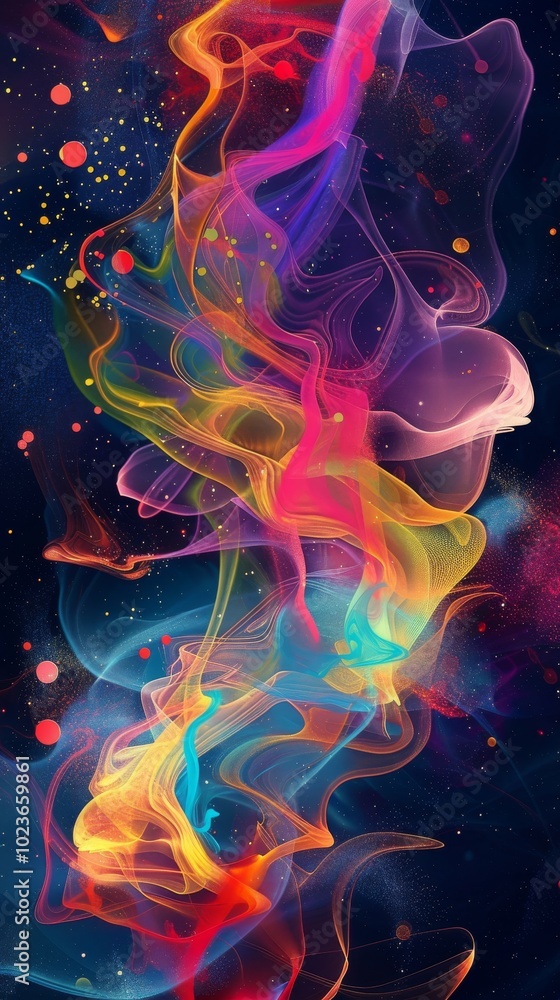 Poster data visualization with lively abstract colors.