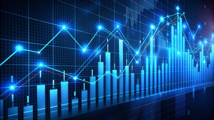 Trading data blue graph, theme of business and success of trading. 
