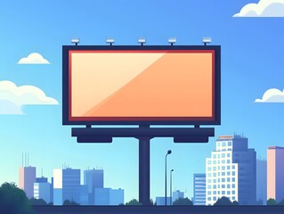 Obraz premium Empty billboard in a cityscape with clear skies, perfect for advertising or creative marketing concepts.