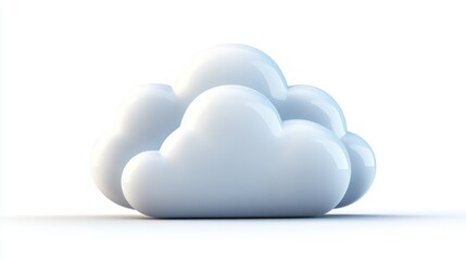 Three-Dimensional White Cloud Icon