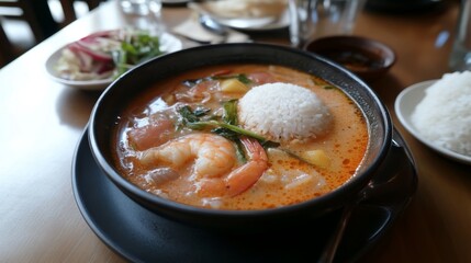 Delicious Shrimp Soup with Rice and Vegetables
