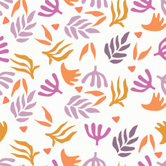 White background vector seamless pattern with delicate flowers for textile and fabric print and other uses.