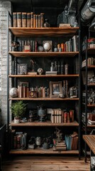 Industrial Loft with Exposed Wooden Shelving