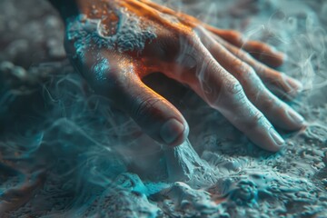 Fototapeta premium Closeup of a hand taking synthetic filler