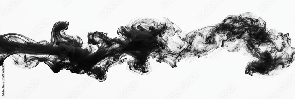 Poster ethereal black ink diffusing in water creates mesmerizing visual chaos