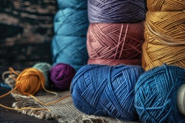 Colorful yarn on spool  yarn on tube  cotton  wool  linen thread