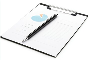 A business report on a clipboard, financial overview, vector design, isolated on white background
