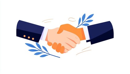 A businessman shaking hands, partnership agreement, vector illustration, isolated on white background